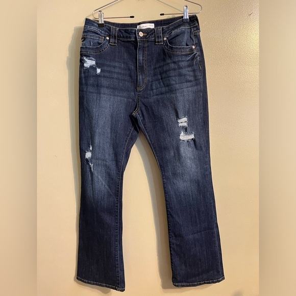 Kancan Womens Stretch High Rise Flare Distressed Blue Jeans Size 30 - Picture 1 of 14